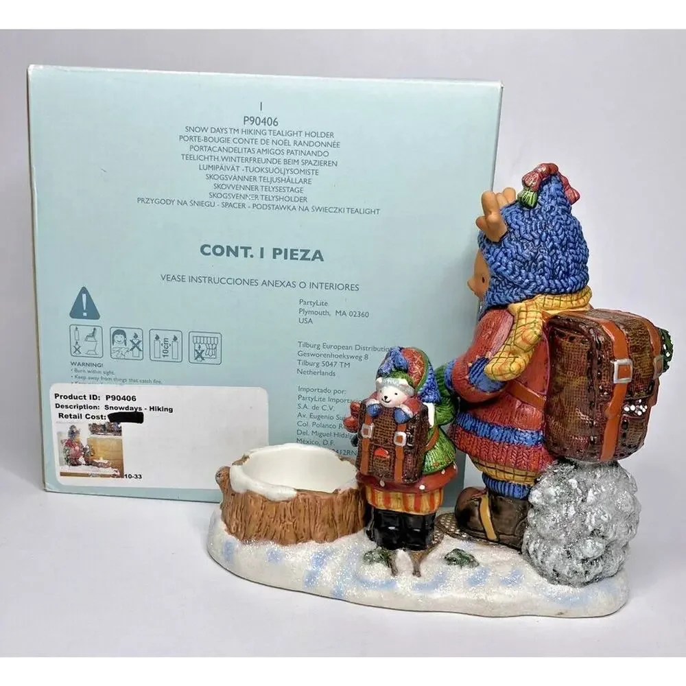PartyLite Snow Days Hiking Tealight Holder Retired NIB‎ P22C/P90406